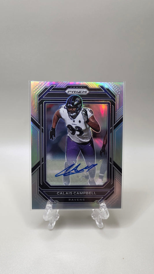 2022 Panini Prizm Calais Campbell Silver Prizm Auto Card #25