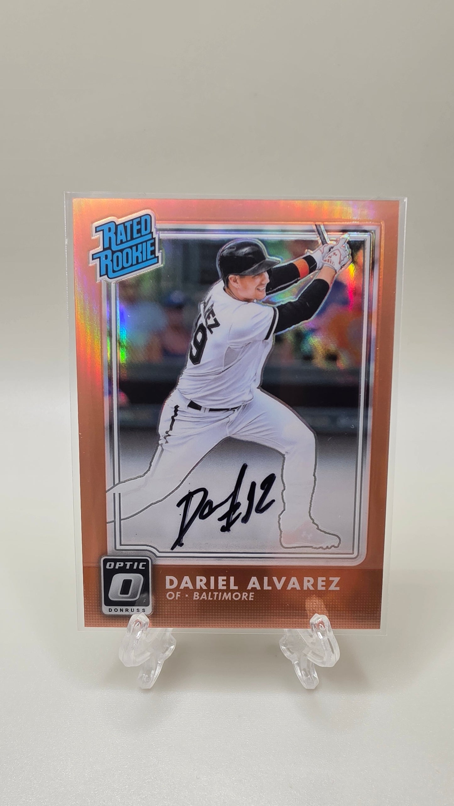 2016 Donruss Optic Baseball Dariel Alvarez Rated Rookie #/50 Orange Parallel Auto Card # RR-DA