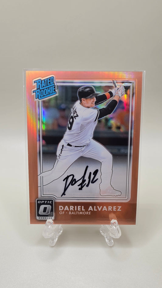 2016 Donruss Optic Baseball Dariel Alvarez Rated Rookie #/50 Orange Parallel Auto Card # RR-DA