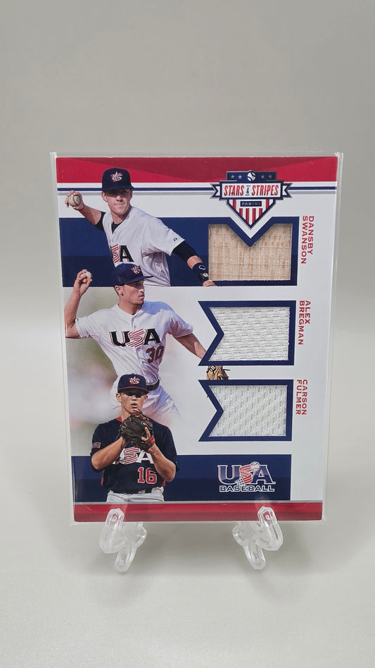 2017 USA Stars & Stripes Triple Relic Dansby Swanson Alex Bregman Carson Fulmer /199 #15