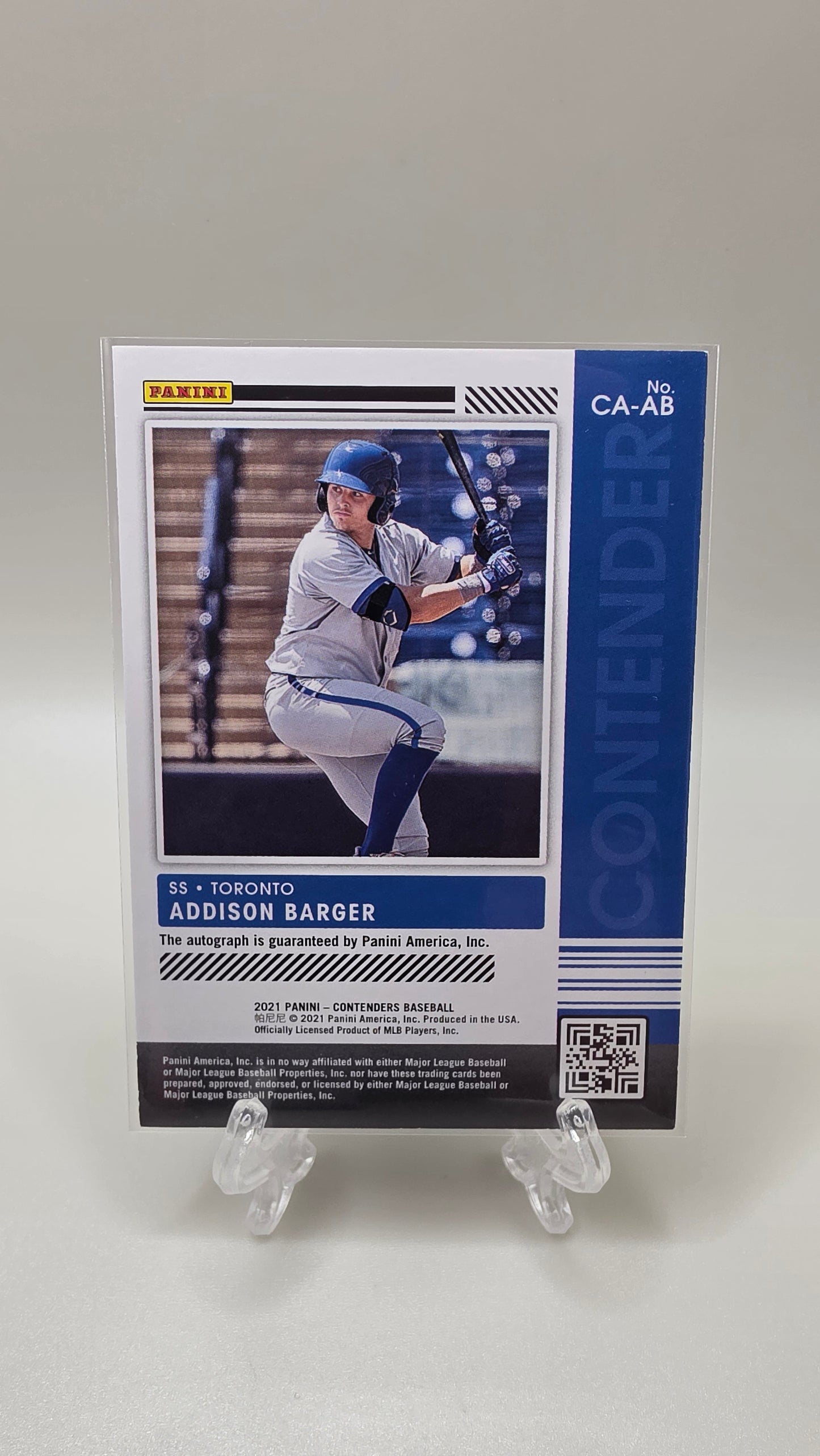 2021 Panini Contenders Baseball Addison Barger Auto Card # CA-AB