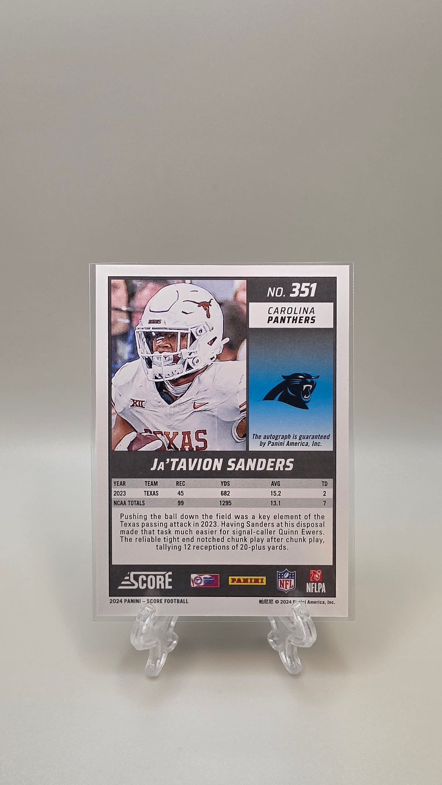 2024 Score Ja'Tavion Sanders Green RC Auto #351