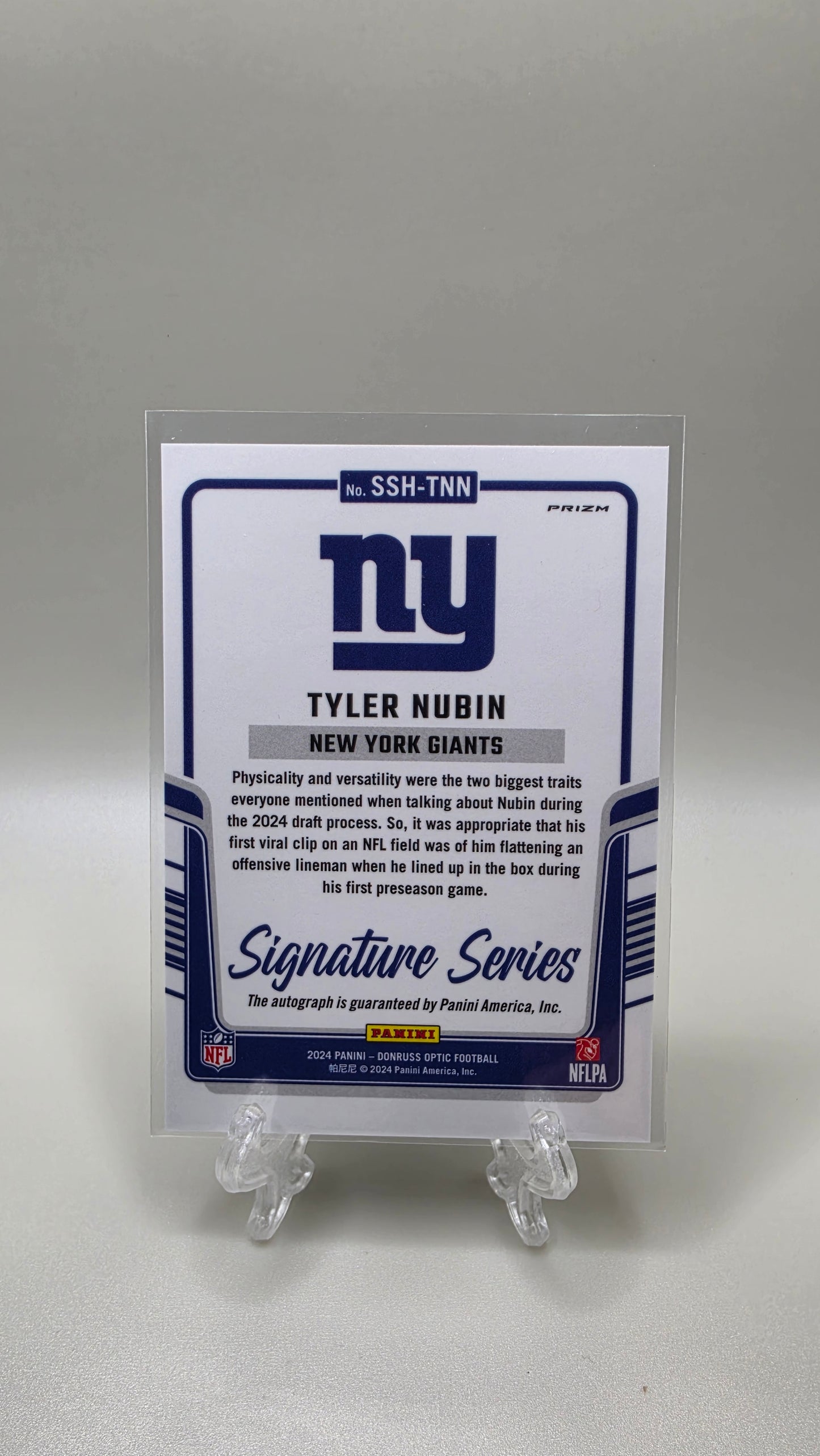 2024 Panini Donruss Tyler Nubin Signature Series Rookie Auto Card #SSH-TNN