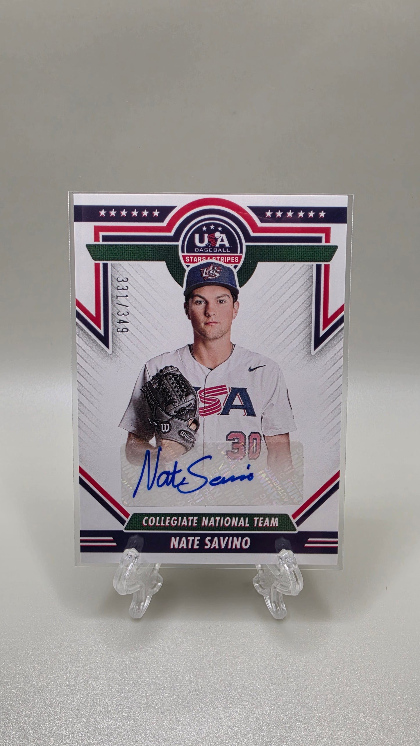 2022 Panini Stars & Stripes Nate Savino Auto #/349 Card #CNTS-NS