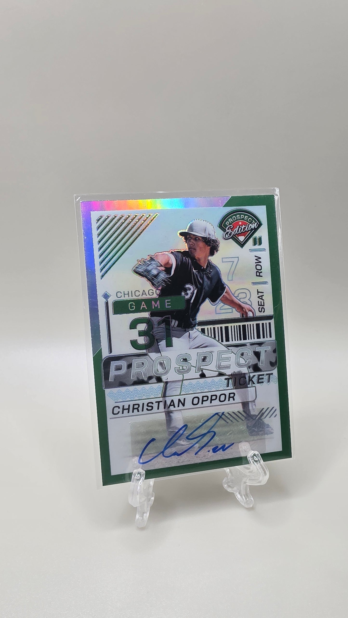 2024 Panini Prospect Edition Christian Oppor Green Prizm Auto Card # 64