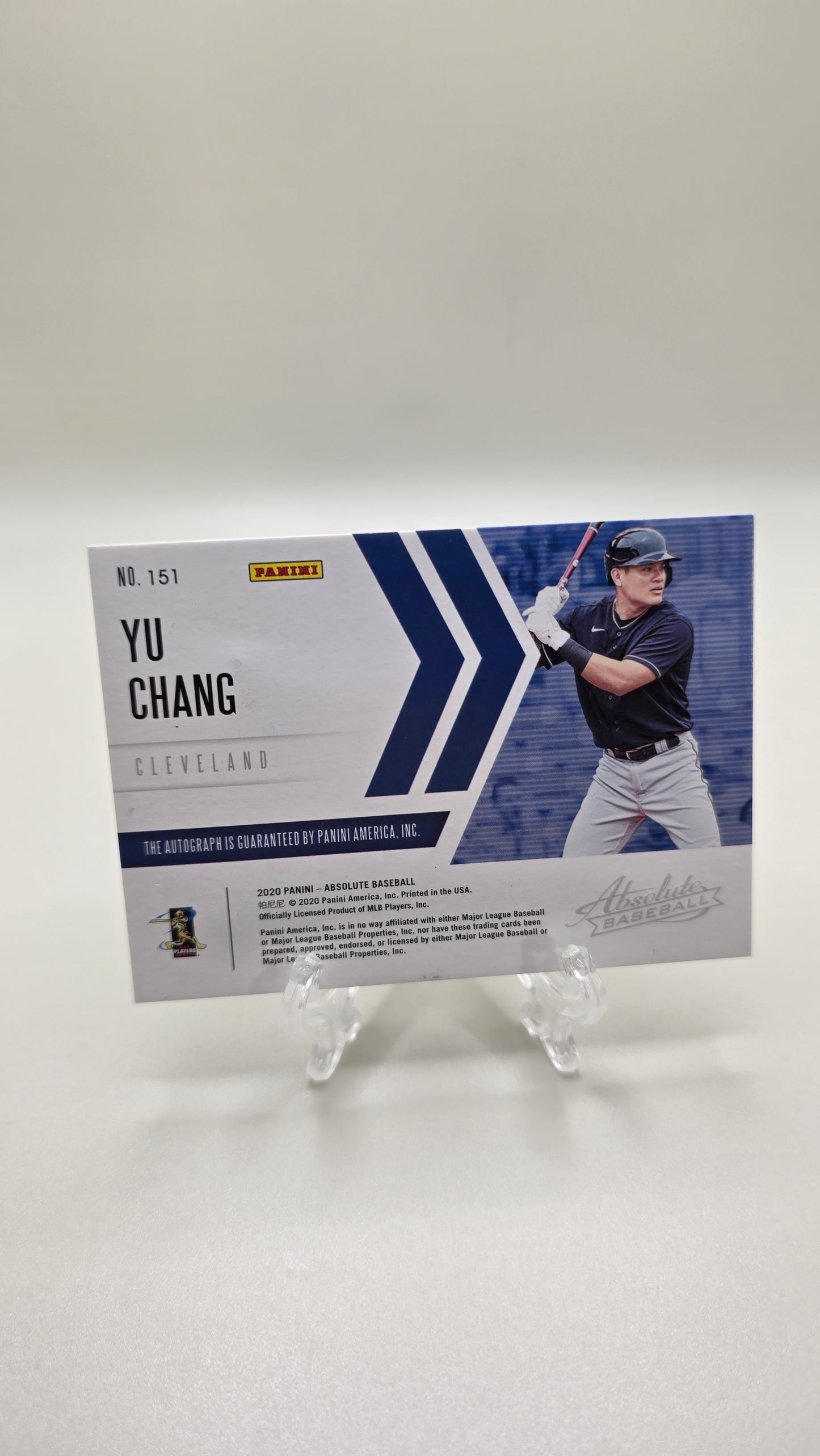 2020 Absolute Baseball Yu Chang Rookie Patch Auto #/125 Card #151