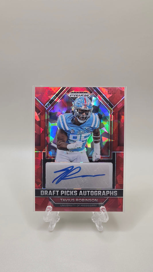 2023 Panini Prizm Draft Picks Autographs Tavius Robinson Red Ice Prizm Card #DPA-TAR