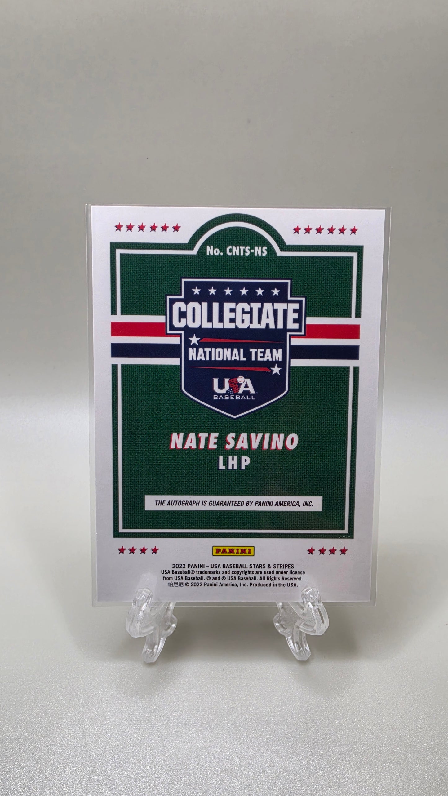 2022 Panini Stars & Stripes Nate Savino Auto #/349 Card #CNTS-NS