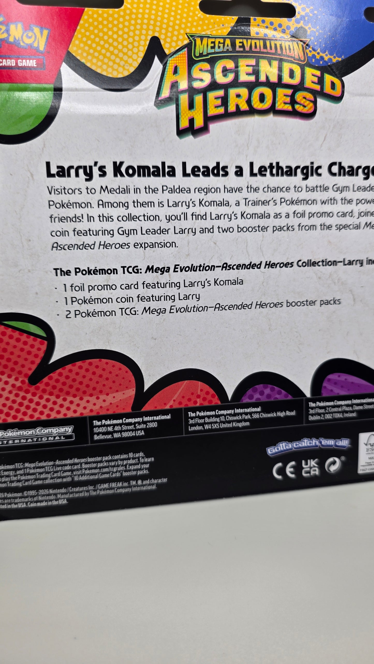 Pokémon TCG Ascended Heroes Larry's Komala 2pk Blister Mega Evolution