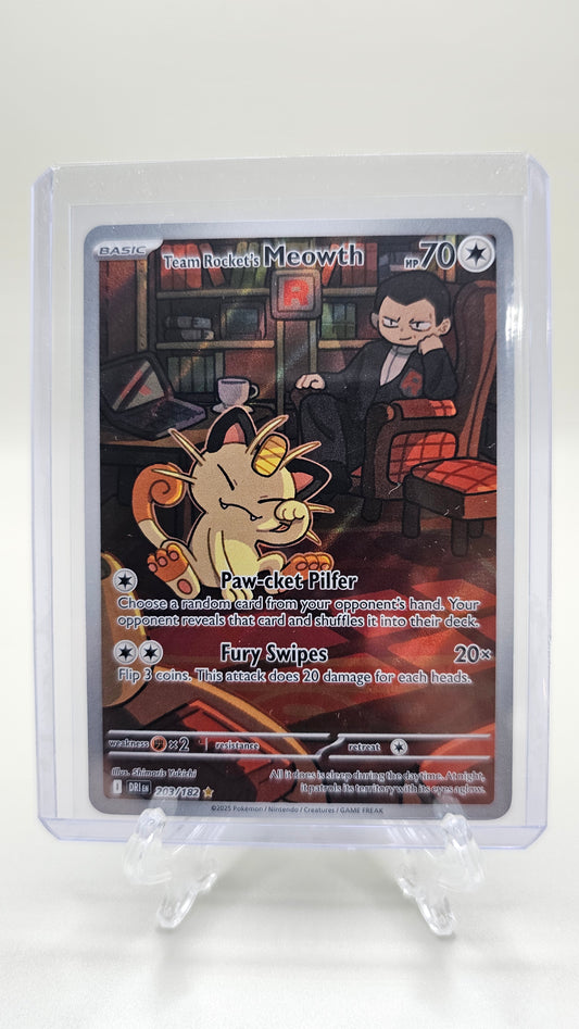 Team Rocket's Meowth 203/182 Sv10: Destined Rivals Holo IR