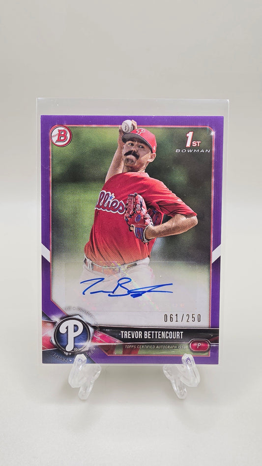 2018 Bowman 1st Trevor Bettencourt Purple Auto /250 #PA-TB