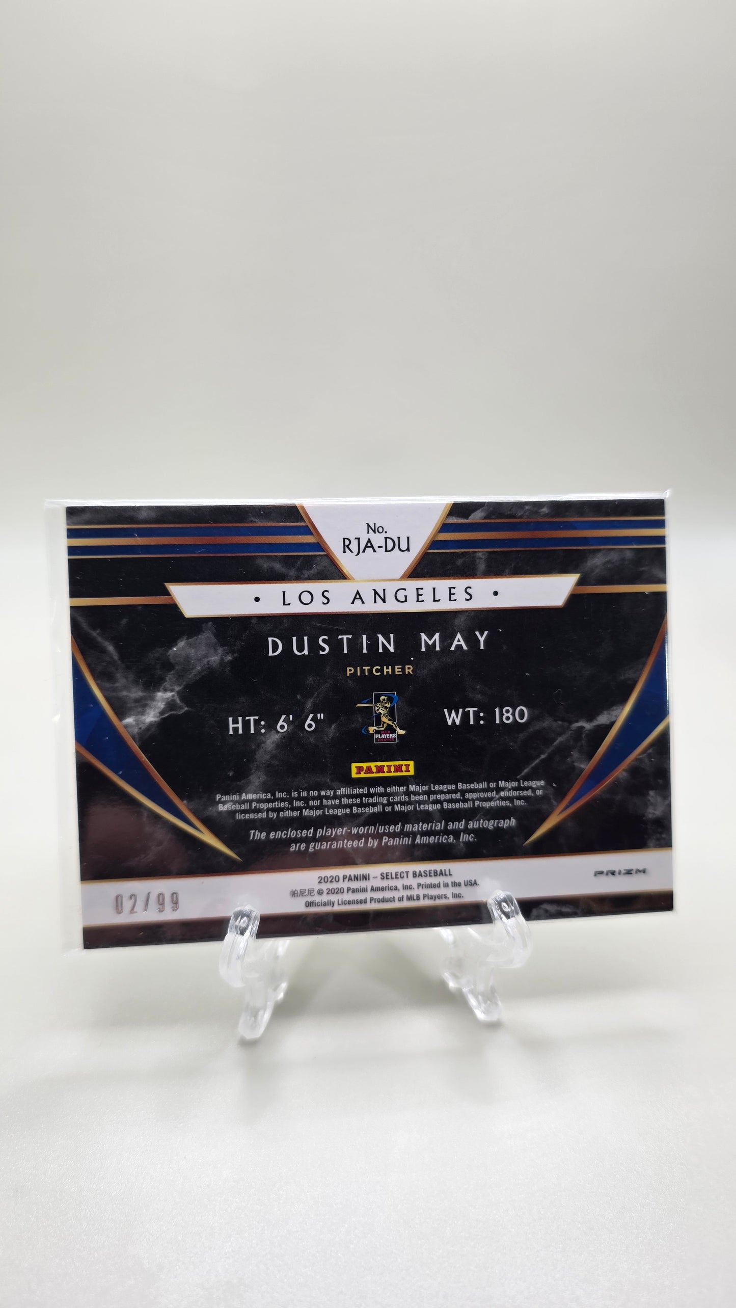 2020 Select Dustin May Silver Holo Rookie Patch Auto #/99 Card #RJA-DU