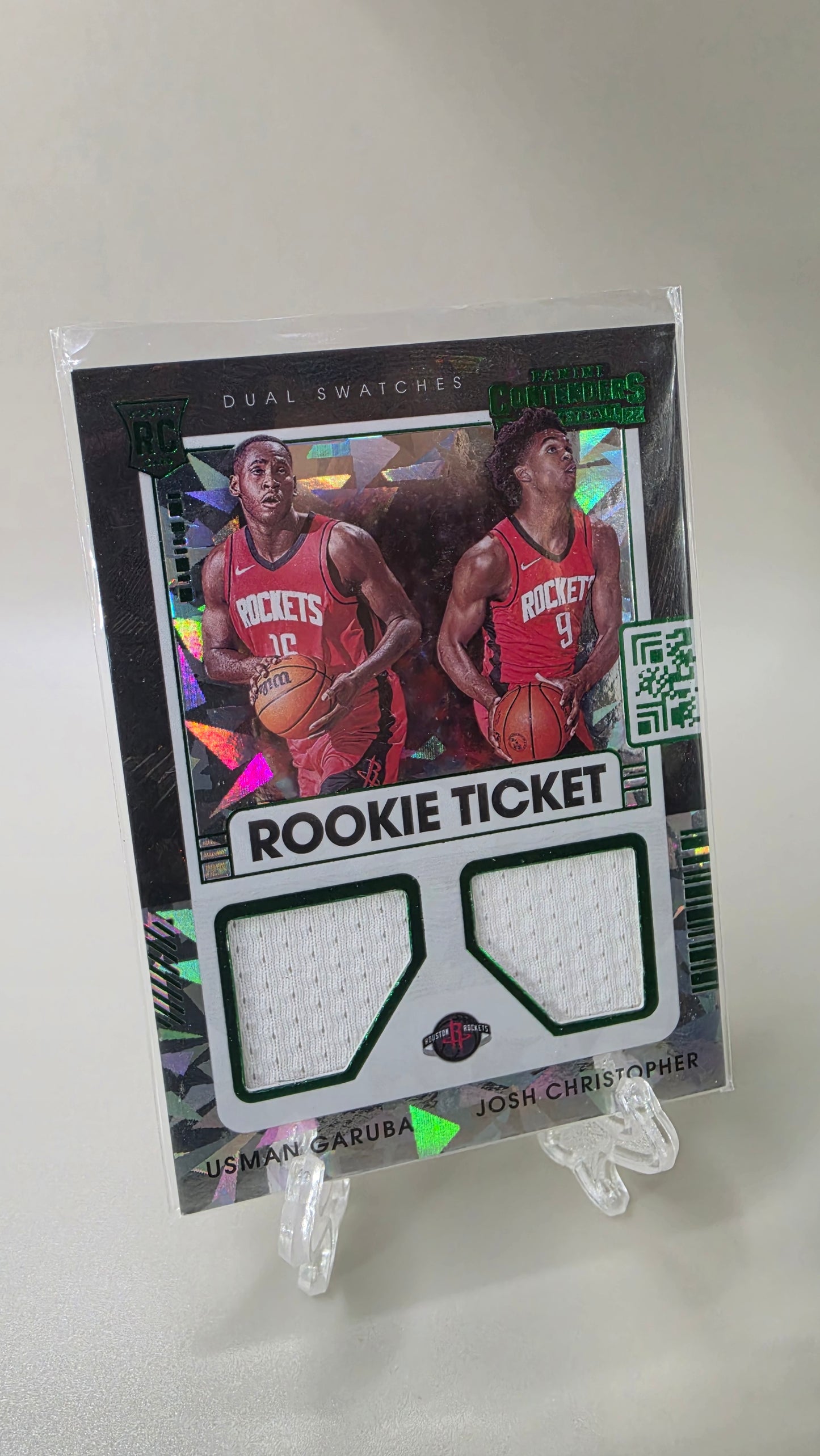 2021-22 Contenders Usman Garuba Josh Christopher Green Ice Dual Swatch RC