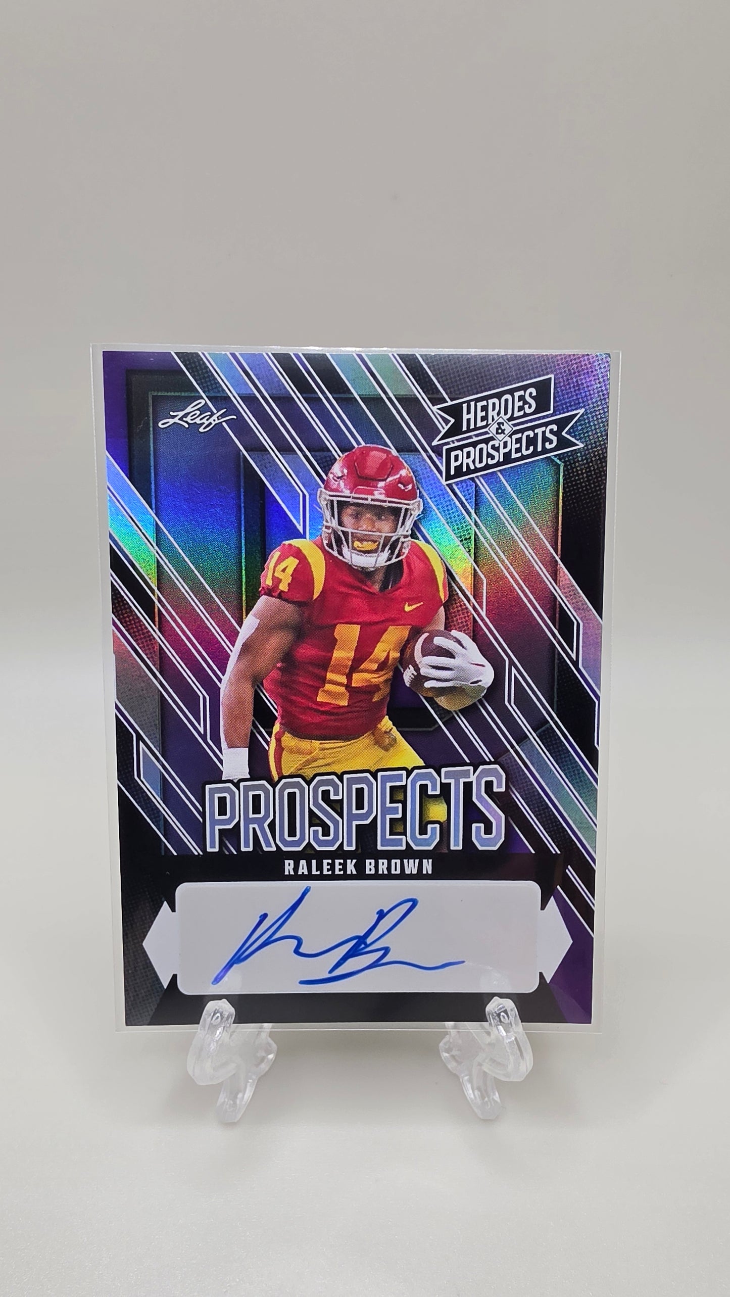 2024 Leaf Trading Raleek Brown Heroes & Prospects Purple Auto #/25 Card # AP-RB1