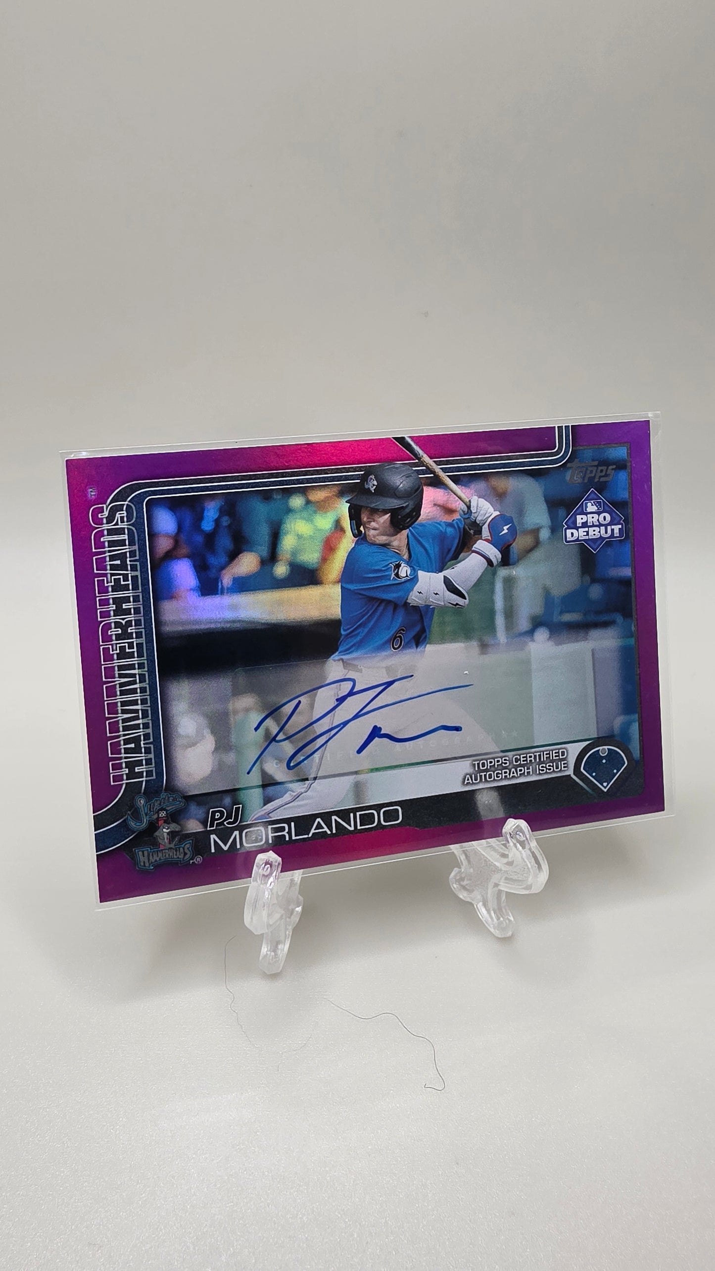 2025 Topps Pro Debut Pj Morlando Fuchsia Foil Auto /199 #PD-163
