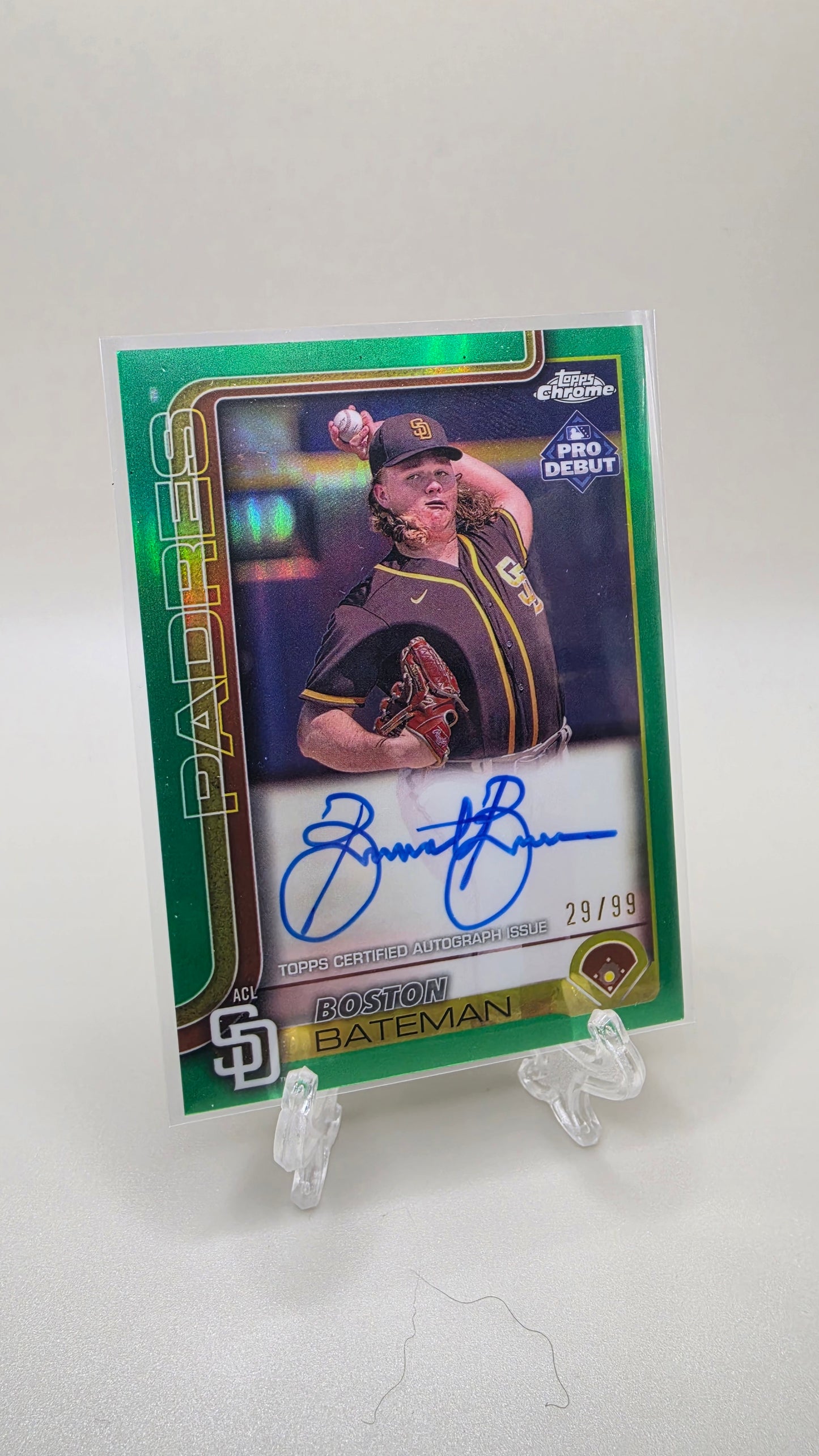 2025 Topps Chrome Pro Debut Boston Bateman Green Wave Auto /99 #PDC-42