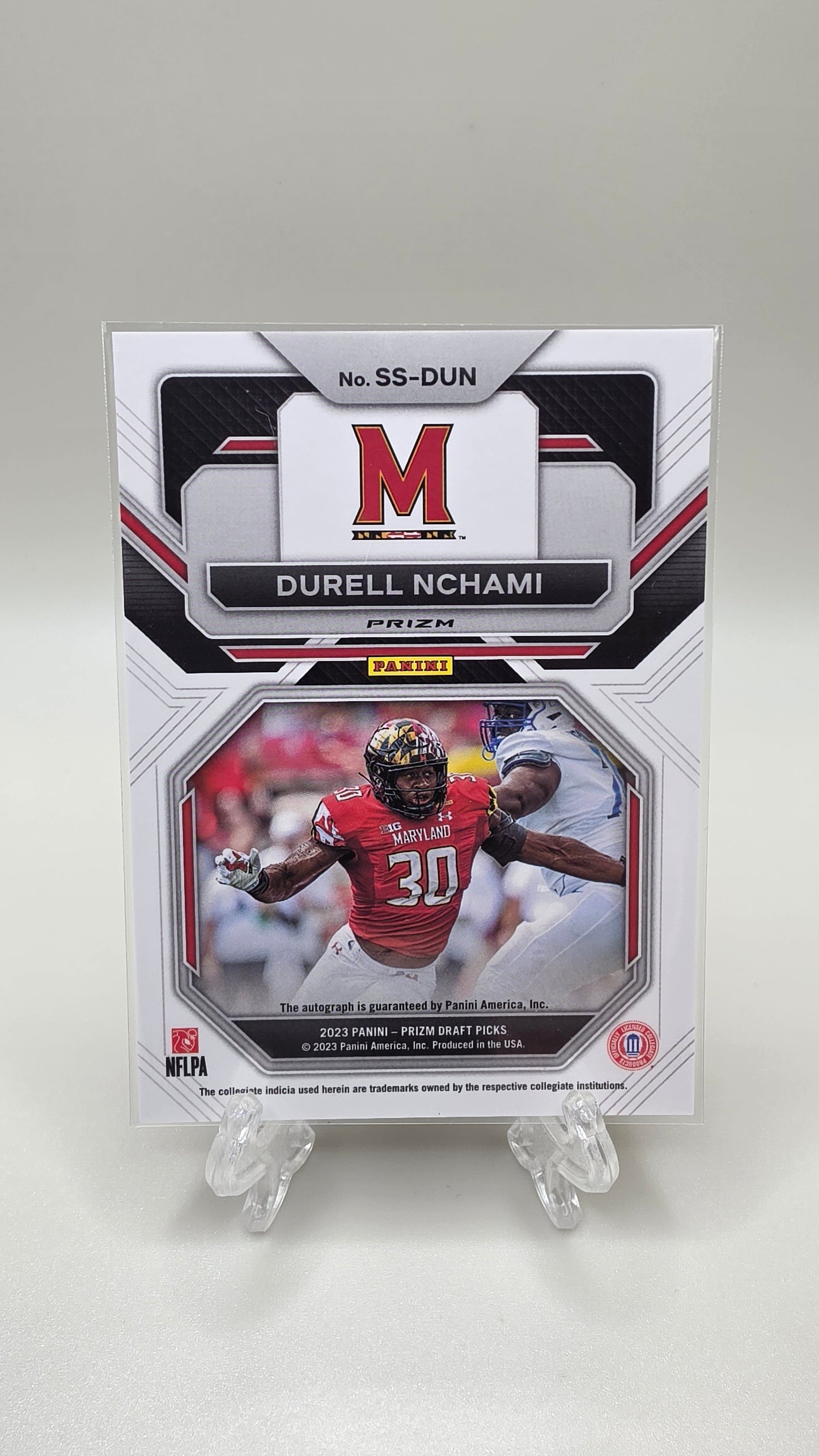 2023 Panini Prizm Draft Picks Sensational Signatures Durell Nchami Red Ice Auto Card #SS-DUN