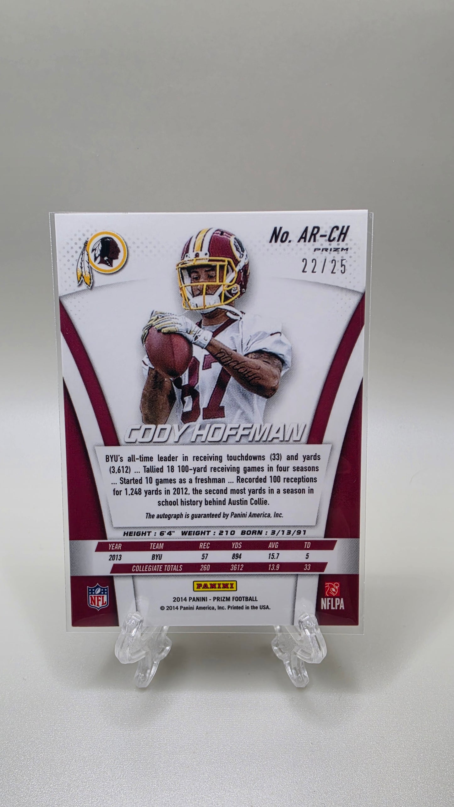 2014 Panini Prizm NFL Shield Logo Prizm Cody Hoffman #/25 Card #AR-CH