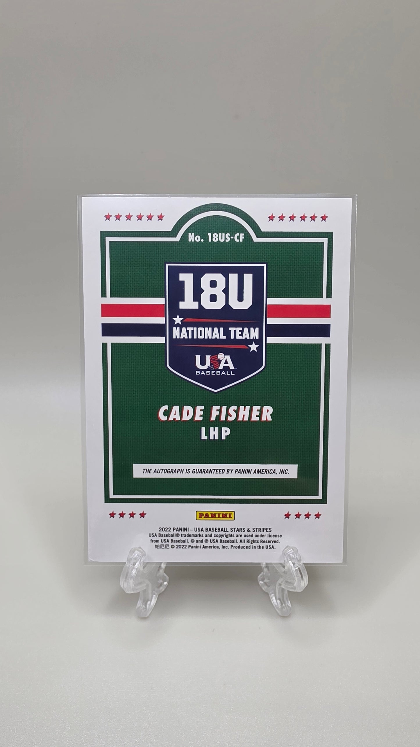 2022 Panini Stars & Stripes Cade Fisher Auto #/499 Card # 18US-CF