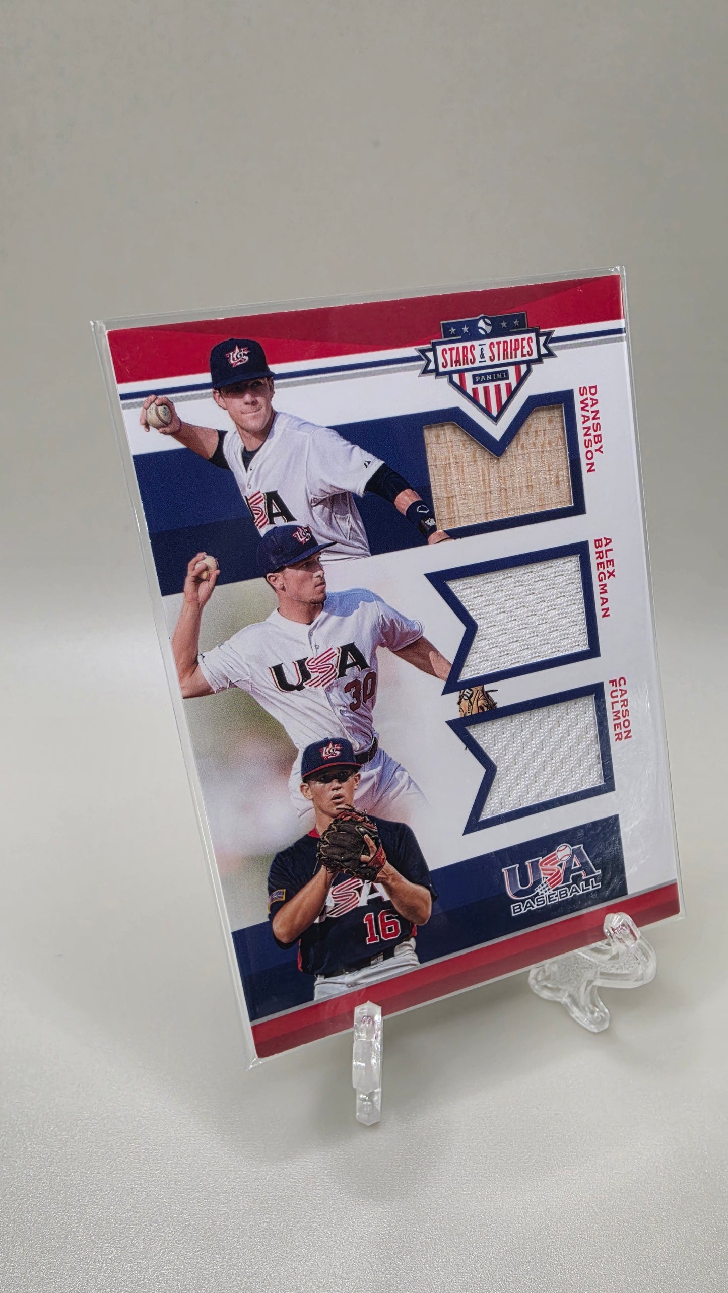 2017 USA Stars & Stripes Triple Relic Dansby Swanson Alex Bregman Carson Fulmer /199 #15