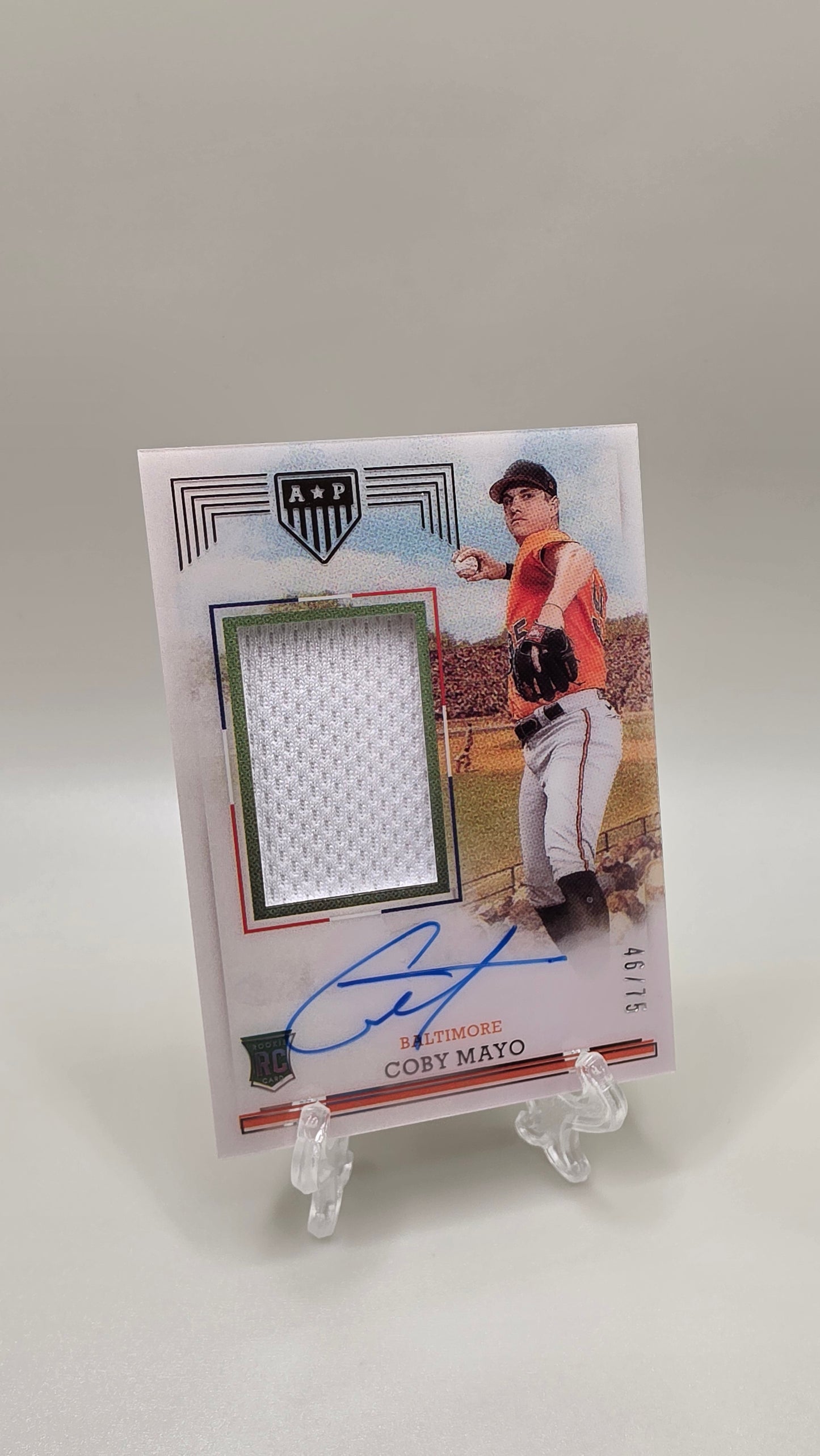 2023 Panini America's Pastime Baseball Coby Mayo #/75 RP Auto Card # 128