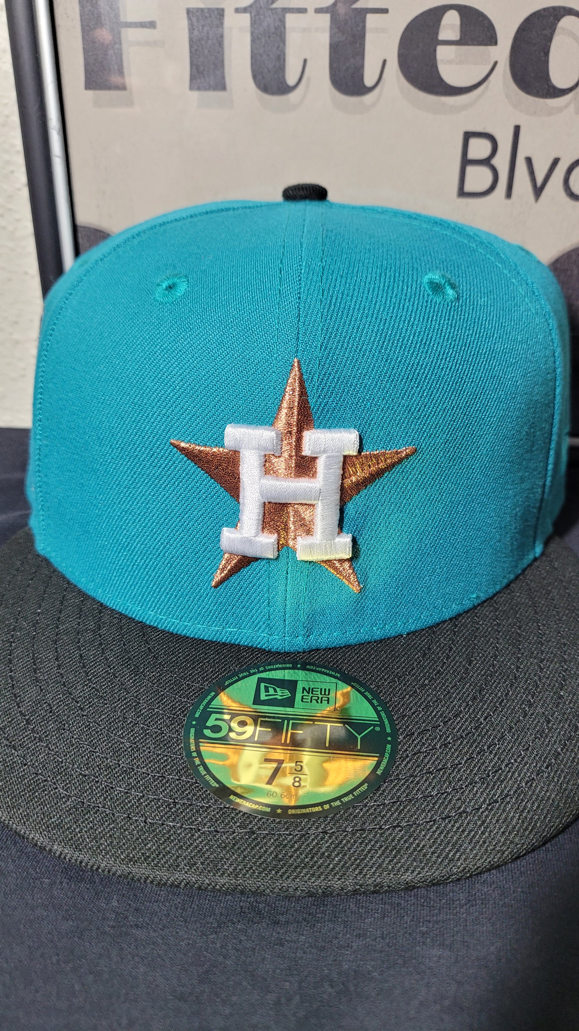 7 1/2 Hat Club Exclusive Copperhead Houston Astros Top 30 Teal Black Two  Tone